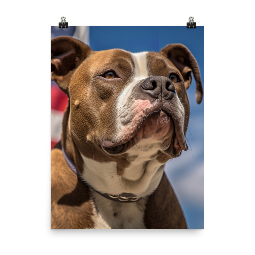 Patriotic American Staffordshire Terrier Photo paper poster - PosterfyAI.com