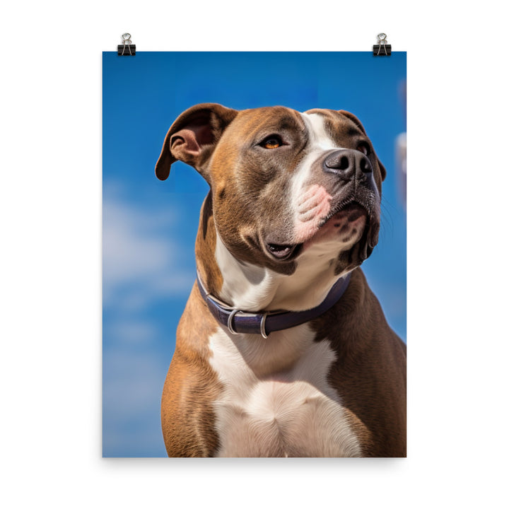 Patriotic American Staffordshire Terrier Photo paper poster - PosterfyAI.com