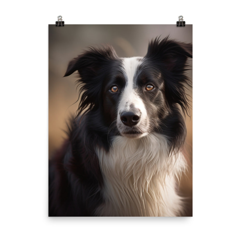 Majestic Border Collie Portrait Photo paper poster - PosterfyAI.com