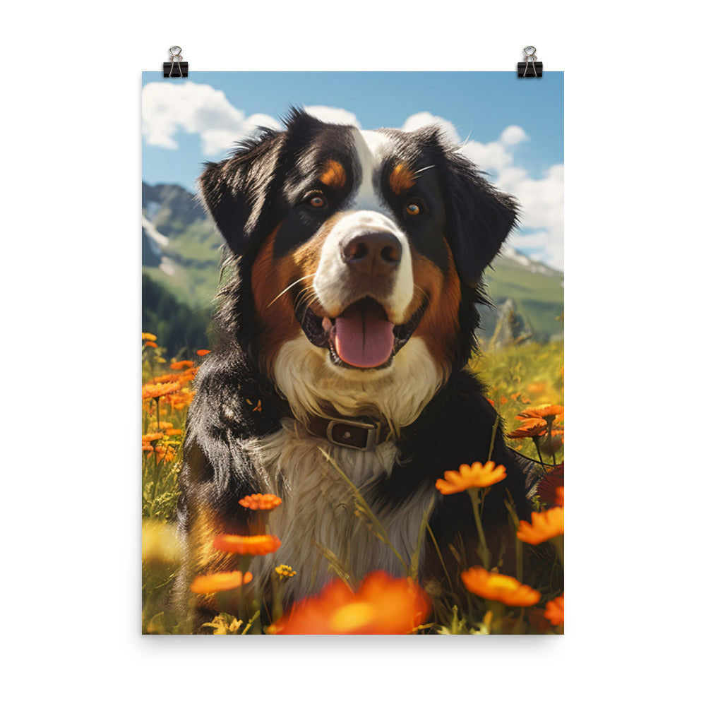 Majestic Bernese Mountain Dog Photo paper poster - PosterfyAI.com