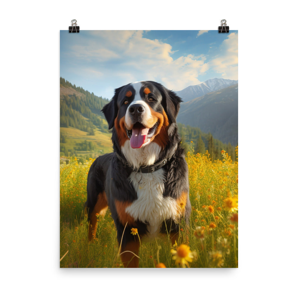 Majestic Bernese Mountain Dog Photo paper poster - PosterfyAI.com
