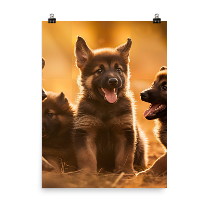 German Shepherd Puppies Photo paper poster - PosterfyAI.com