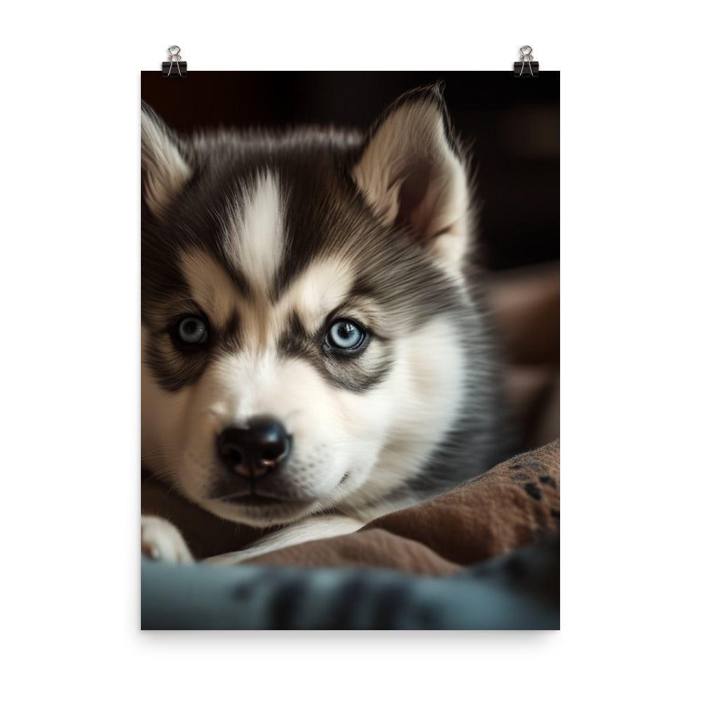 Gentle Alaskan Malamute Pup Photo paper poster - PosterfyAI.com