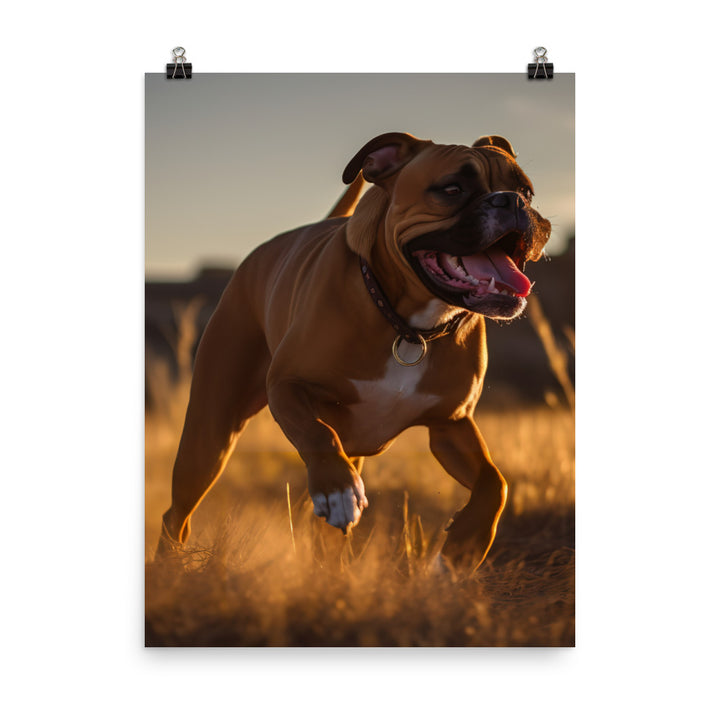 Energetic Boxer at Playtime Photo paper poster - PosterfyAI.com