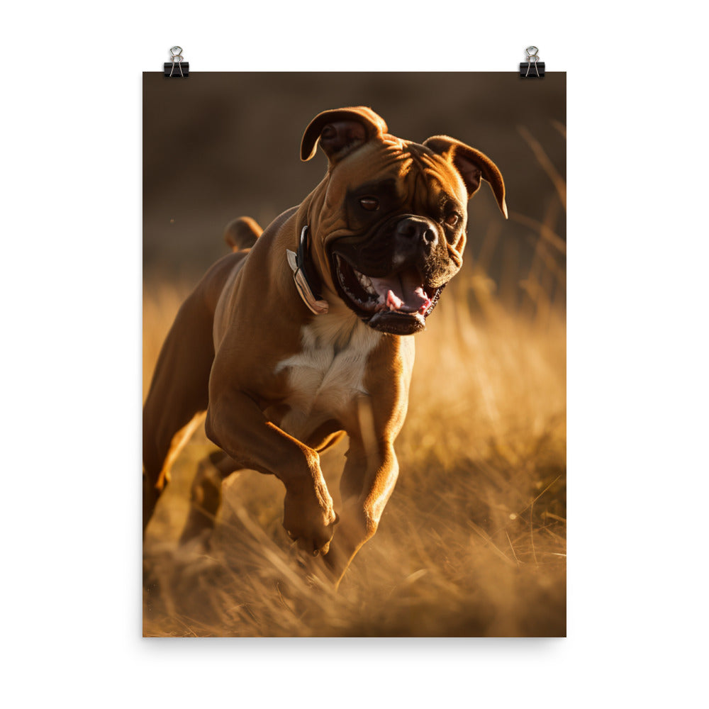 Energetic Boxer at Playtime Photo paper poster - PosterfyAI.com