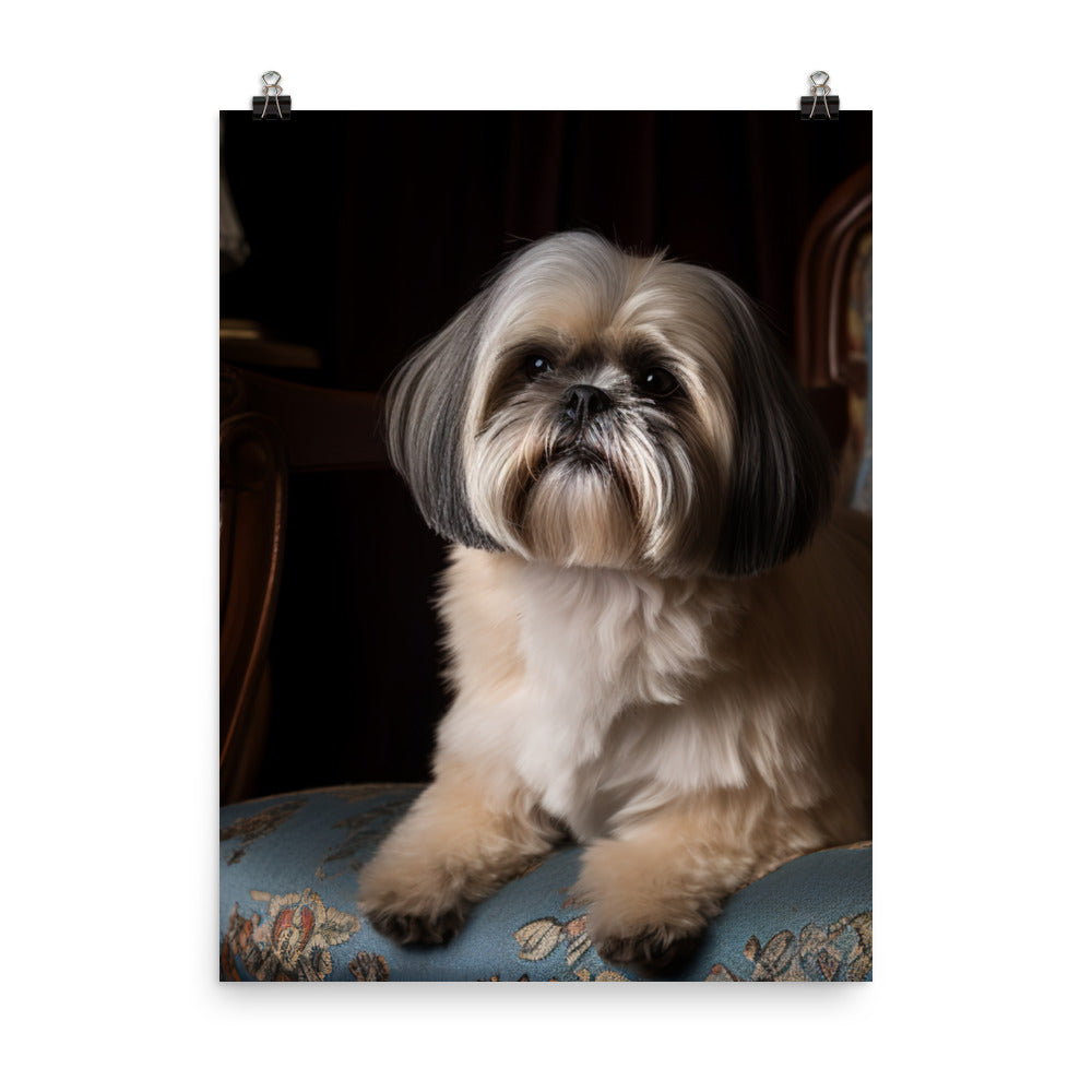 Elegant Shih Tzu Portrait Photo paper poster - PosterfyAI.com