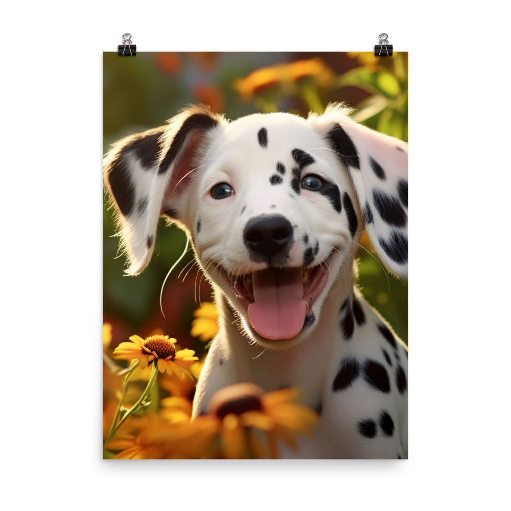 Dalmatian Pup in the Garden Photo paper poster - PosterfyAI.com