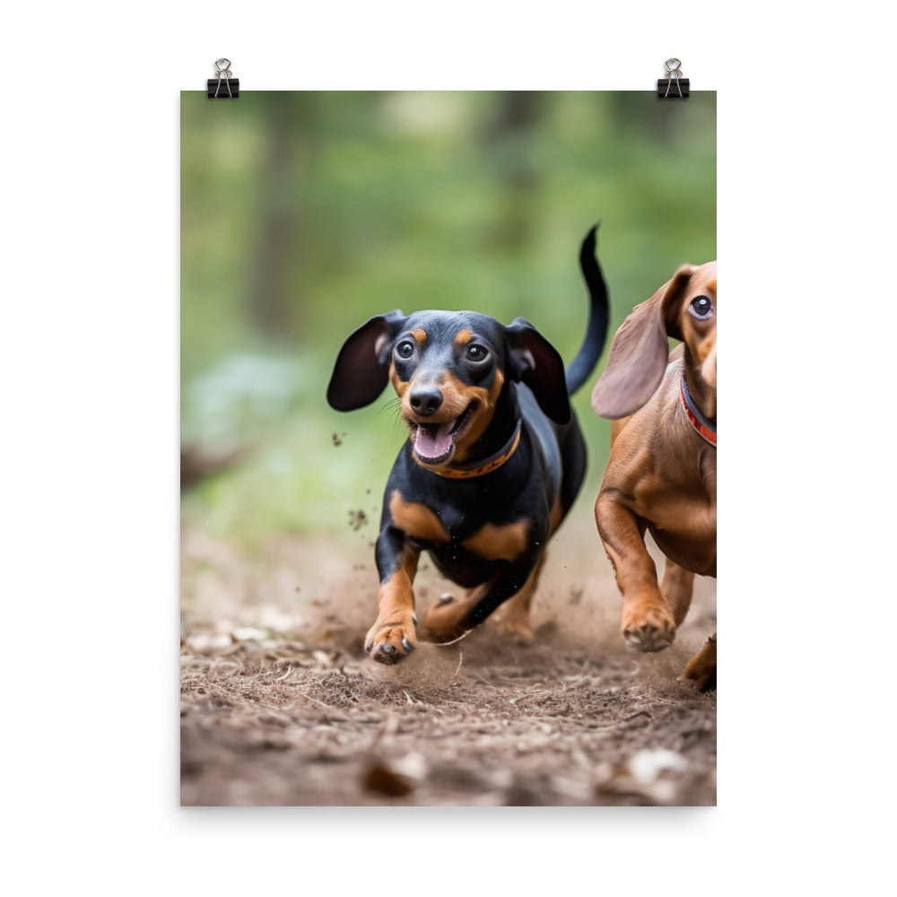 Dachshunds at Play in the Park Photo paper poster - PosterfyAI.com