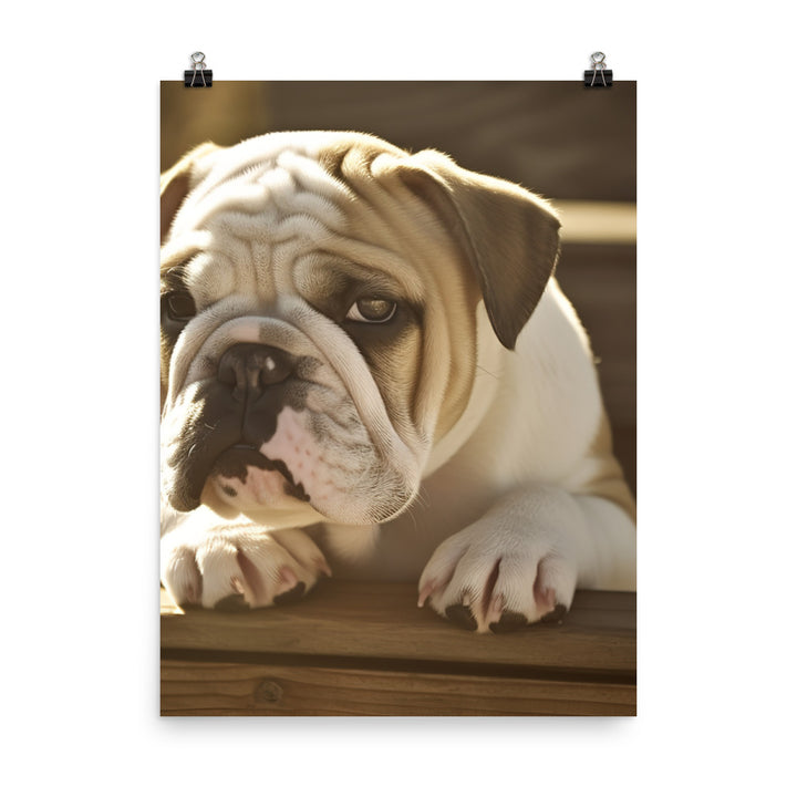 Cute Bulldog in the Sun Photo paper poster - PosterfyAI.com