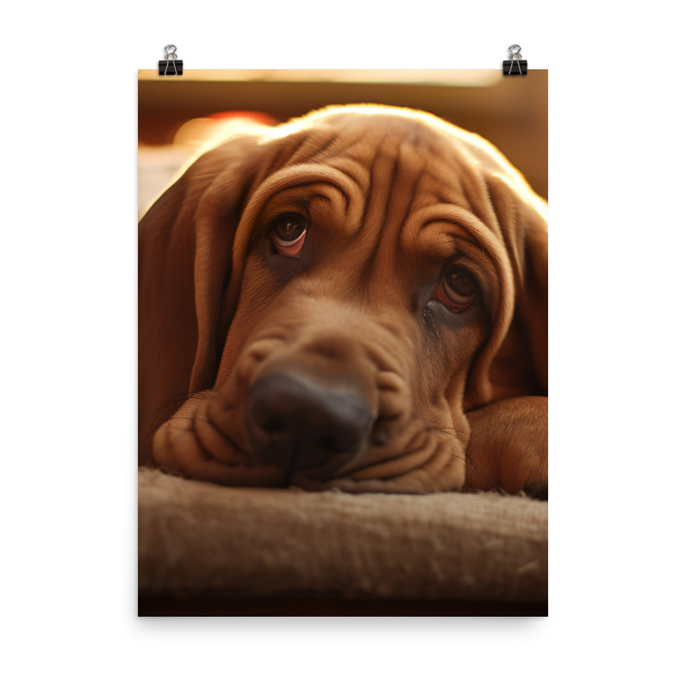 Cuddles with a Bloodhound Photo paper poster - PosterfyAI.com