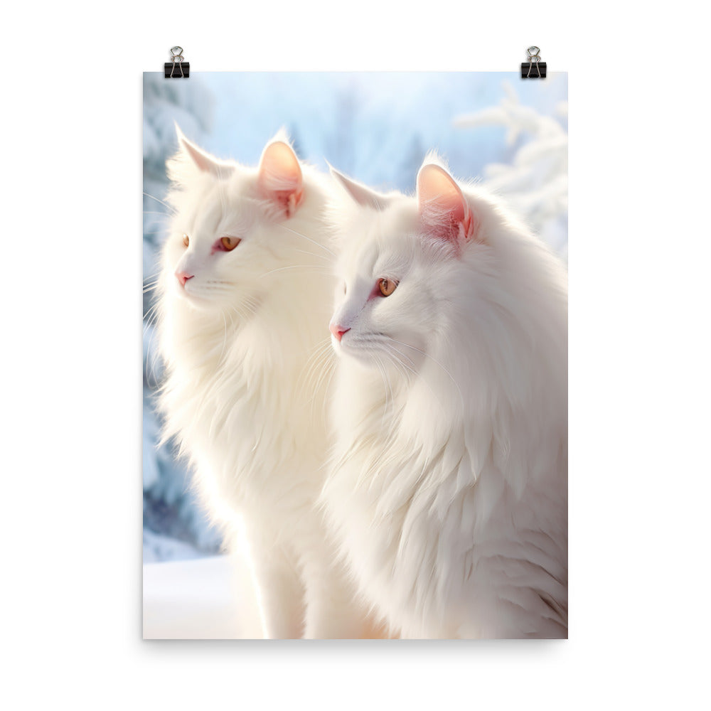 Turkish Van Cat in Winter Photo paper poster - PosterfyAI.com