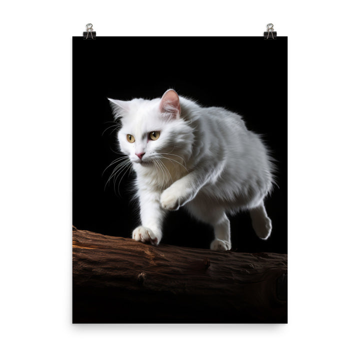 Turkish Van Cat in Action Photo paper poster - PosterfyAI.com