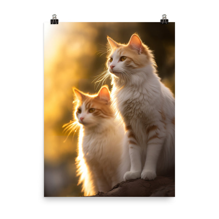 Turkish Van Cat Basking Photo paper poster - PosterfyAI.com