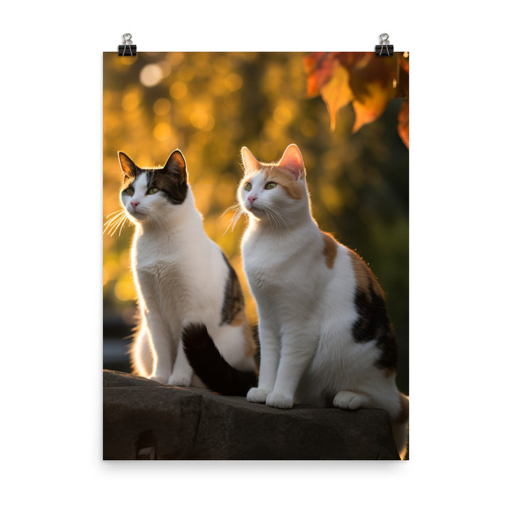 Japanese Bobtail Cat in Serene Outdoor Photo paper poster - PosterfyAI.com