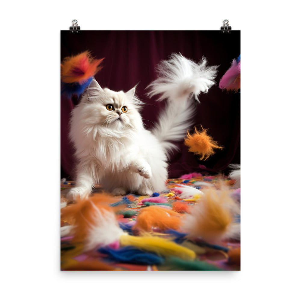 Persian Cat Playtime Photo paper poster - PosterfyAI.com