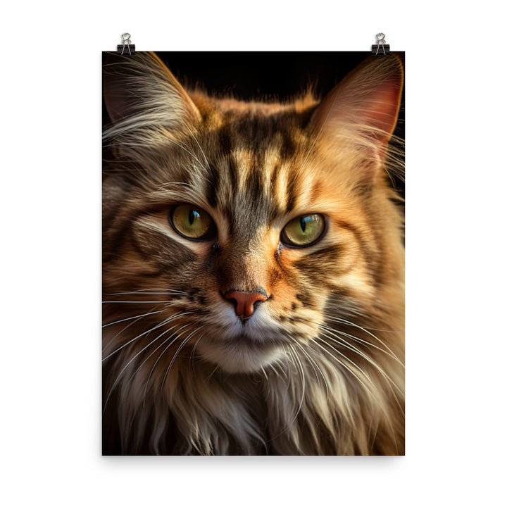 Majestic Maine Coon Portrait Photo paper poster - PosterfyAI.com