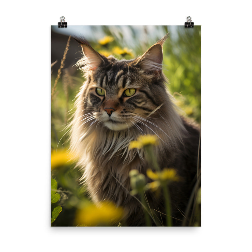 Maine Coon in Natural Habitat Photo paper poster - PosterfyAI.com