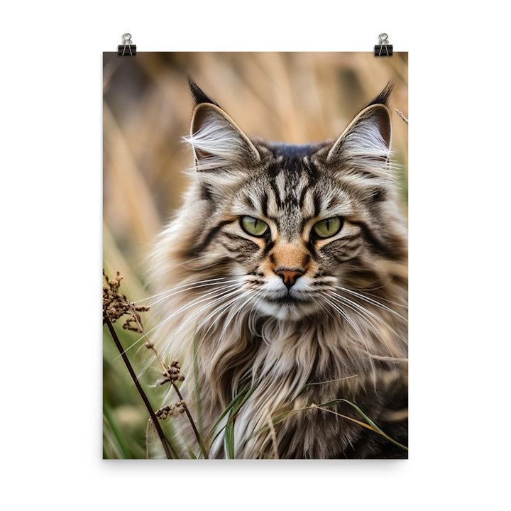 Maine Coon in Natural Habitat Photo paper poster - PosterfyAI.com