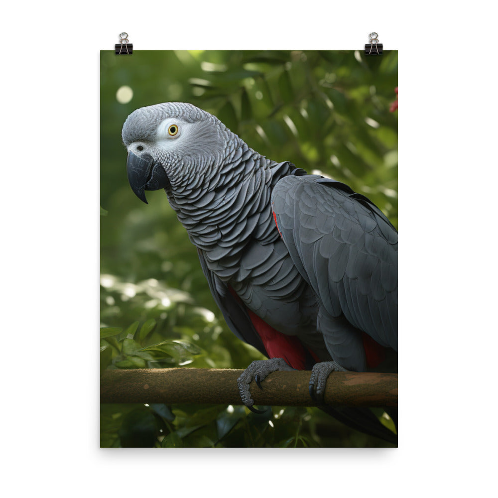 African Grey Parrot in Natural Habitat Photo paper poster - PosterfyAI.com