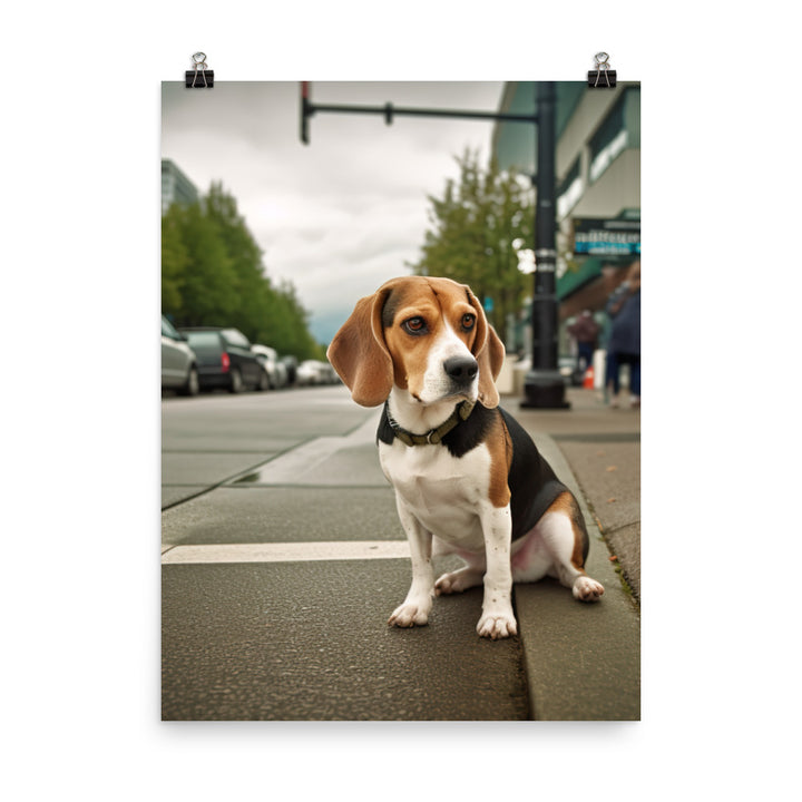 Beagle in the city Photo paper poster - PosterfyAI.com