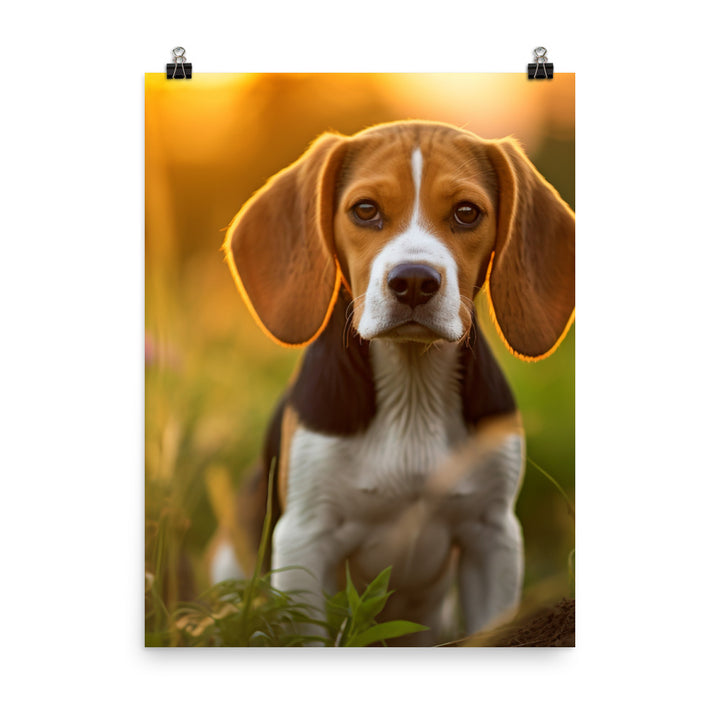 Beagle at play Photo paper poster - PosterfyAI.com