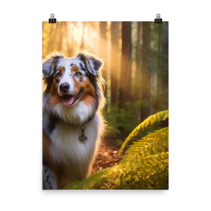 Australian Shepherd as it hikes Photo paper poster - PosterfyAI.com