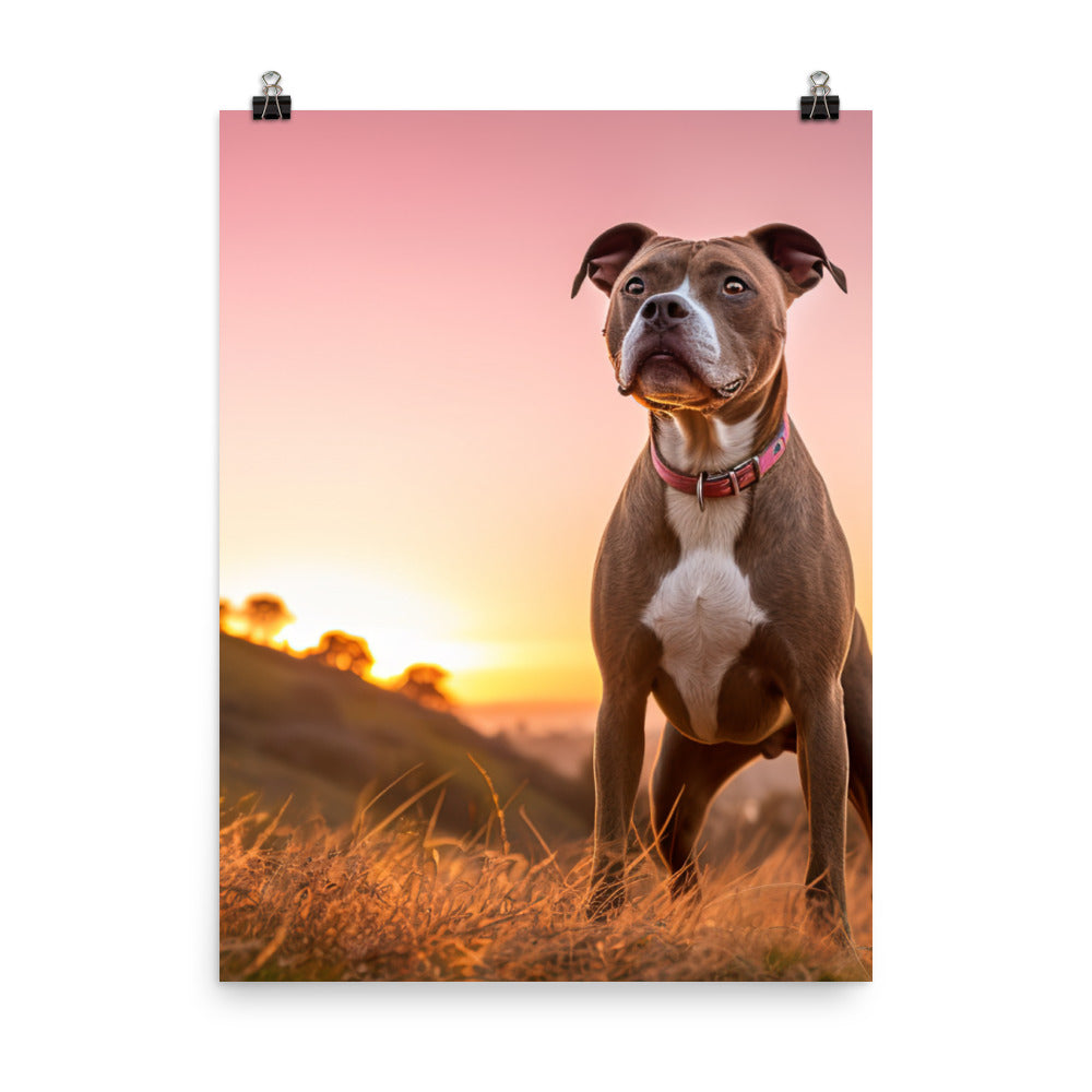 American Staffordshire Terrier at Sunset Photo paper poster - PosterfyAI.com