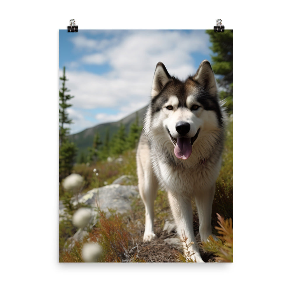 Alaskan Malamute on a Hike Photo paper poster - PosterfyAI.com