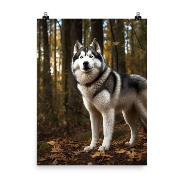 Alaskan Malamute in the Forest Photo paper poster - PosterfyAI.com