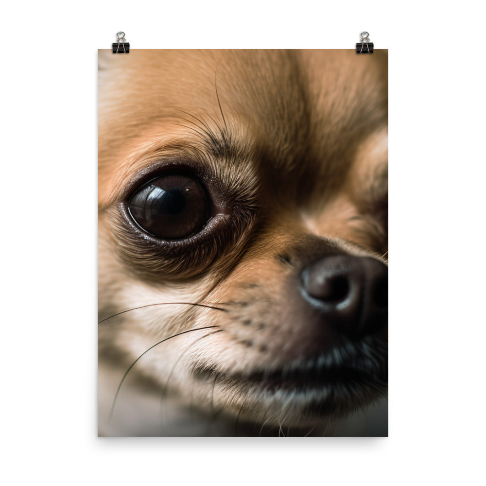 A close up of a cute Chihuahuas face Photo paper poster - PosterfyAI.com