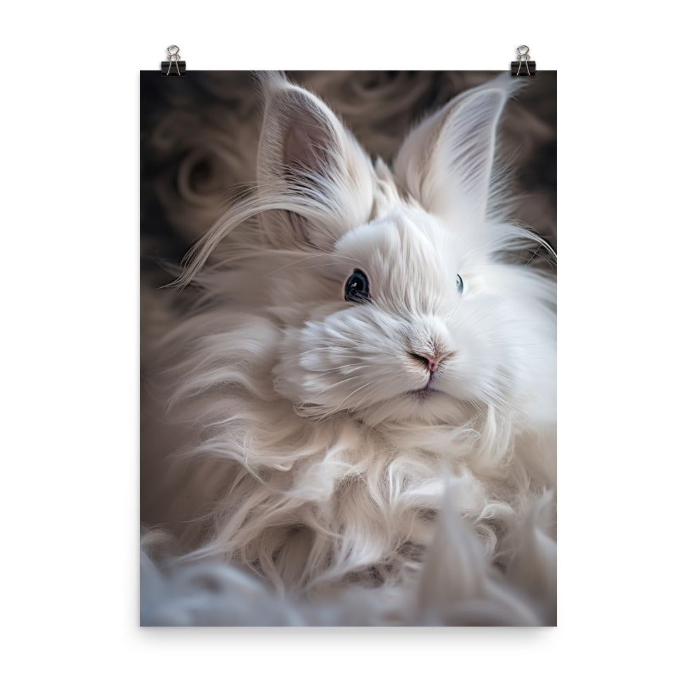 French Angora Bunnys Intricate Fur Detail Photo paper poster - PosterfyAI.com