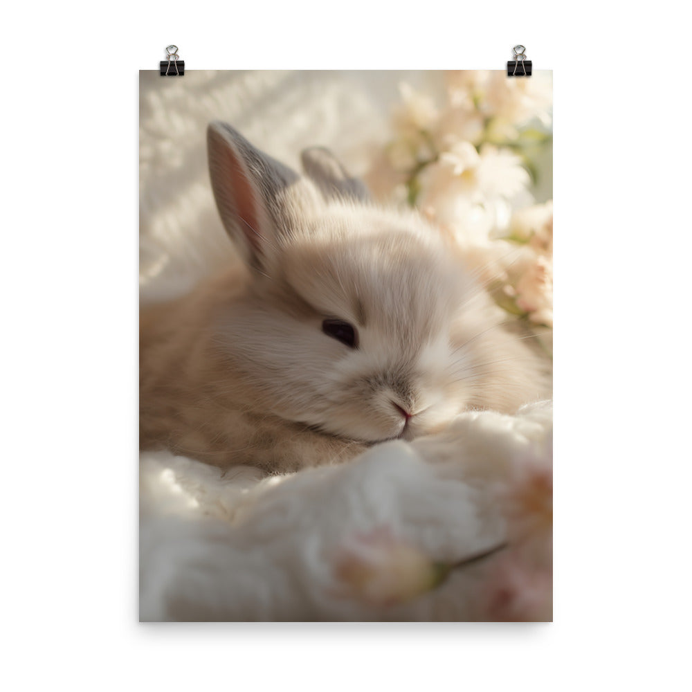 Mini Satin Bunny in Tranquil Bliss Photo paper poster - PosterfyAI.com