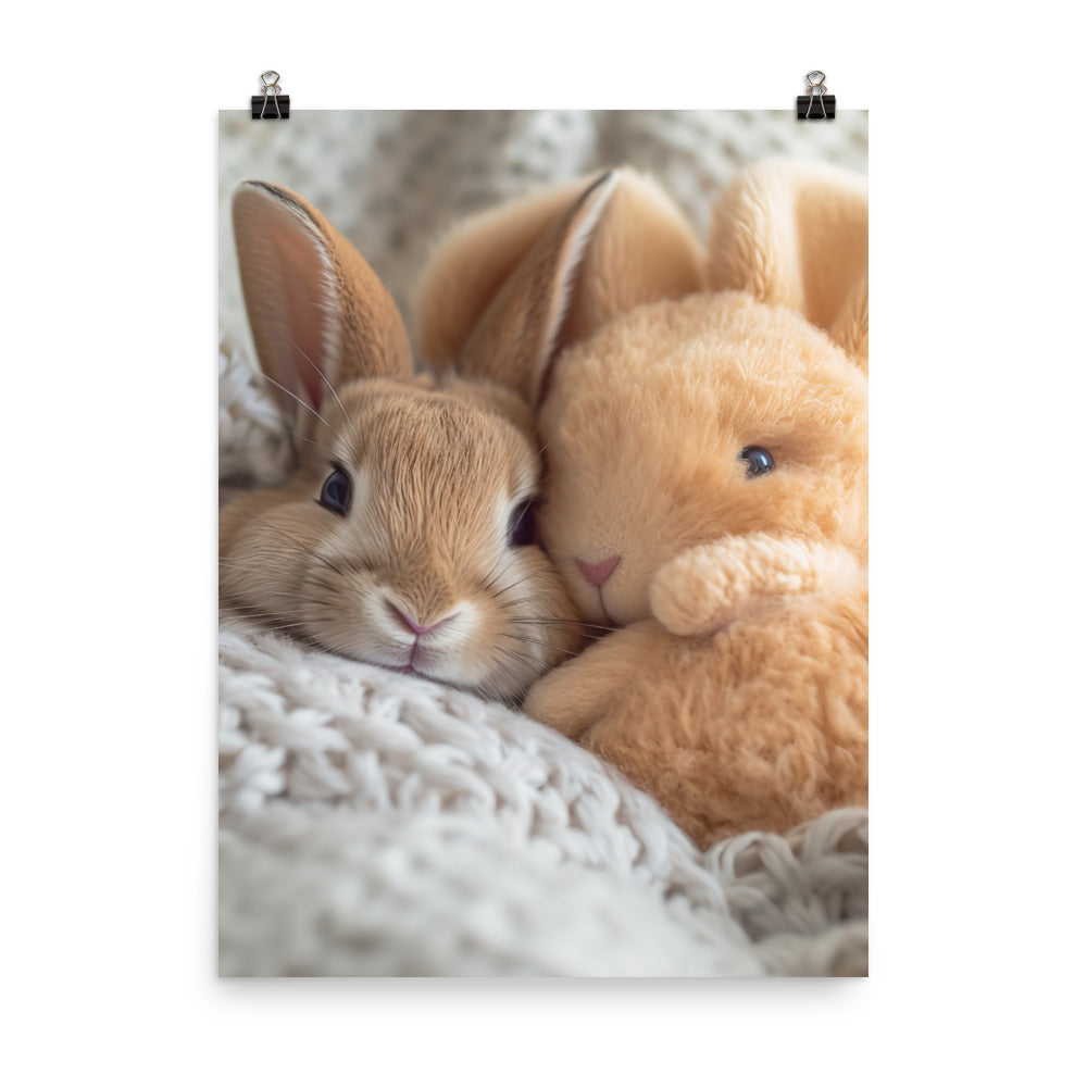 Tan Bunnys Gentle Cuddles Photo paper poster - PosterfyAI.com