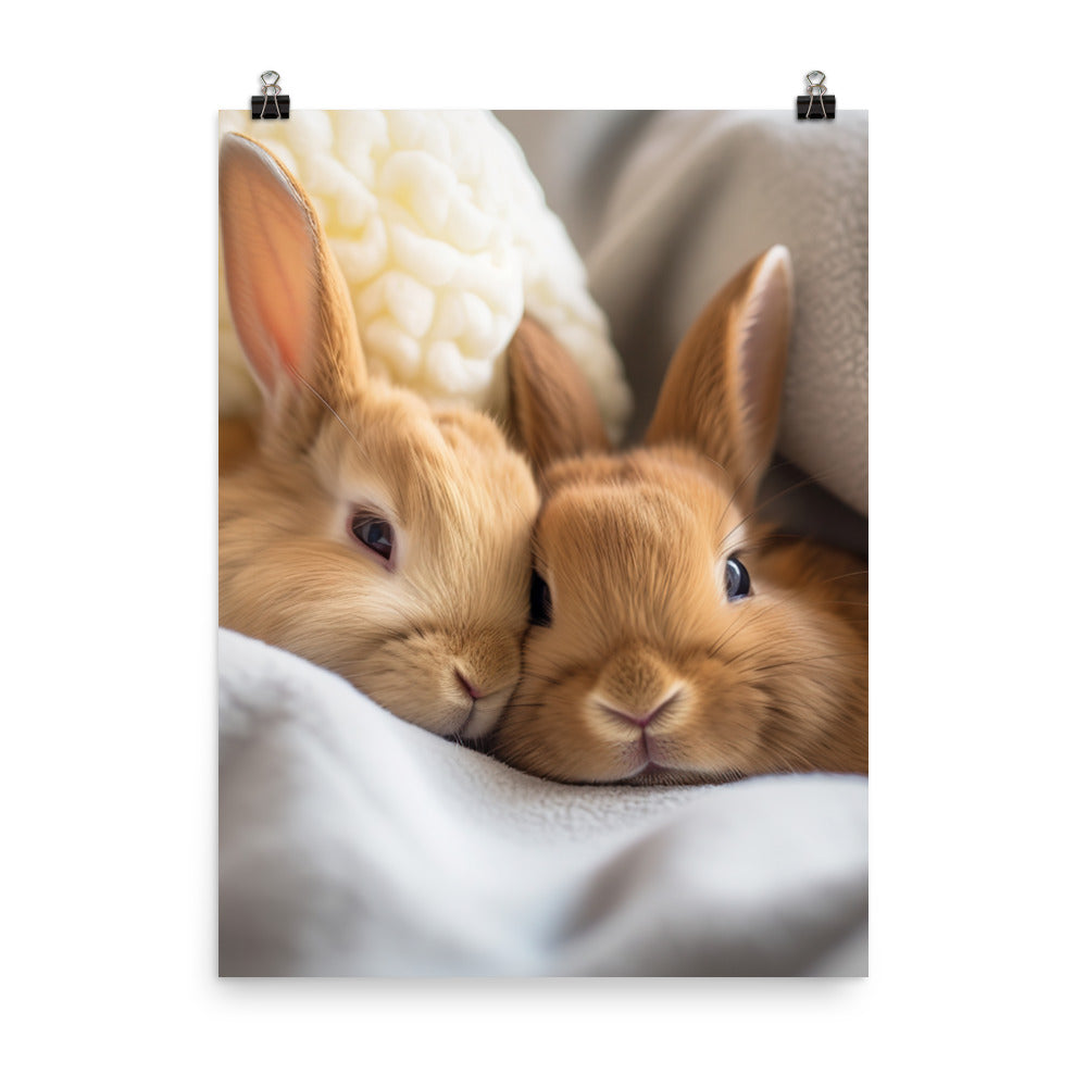 Tan Bunnys Gentle Cuddles Photo paper poster - PosterfyAI.com