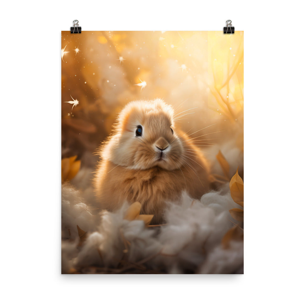 Tan Bunny in a Whimsical Wonderland Photo paper poster - PosterfyAI.com