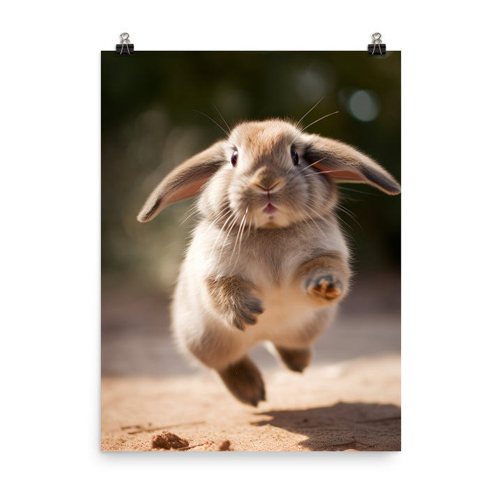 Mini Lop Bunny Enjoying a Playful Hop Photo paper poster - PosterfyAI.com