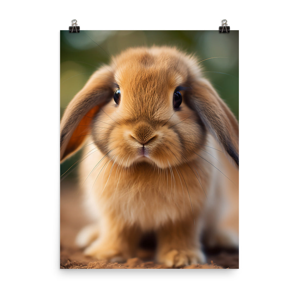 Adorable Mini Lop Bunny Photo paper poster - PosterfyAI.com