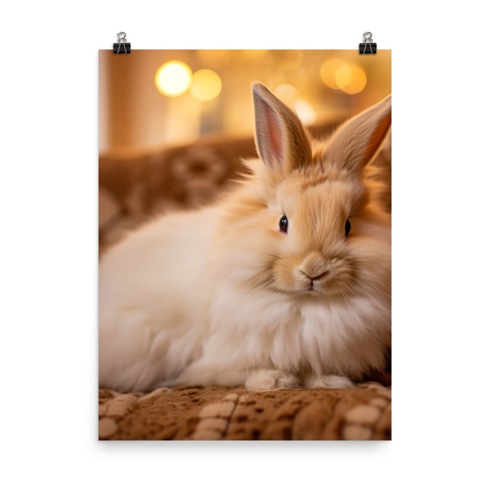 Lionhead Bunny in a Cozy Setting Photo paper poster - PosterfyAI.com