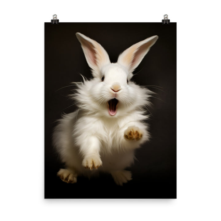 Lionhead Bunny Enjoying a Playful Hop Photo paper poster - PosterfyAI.com