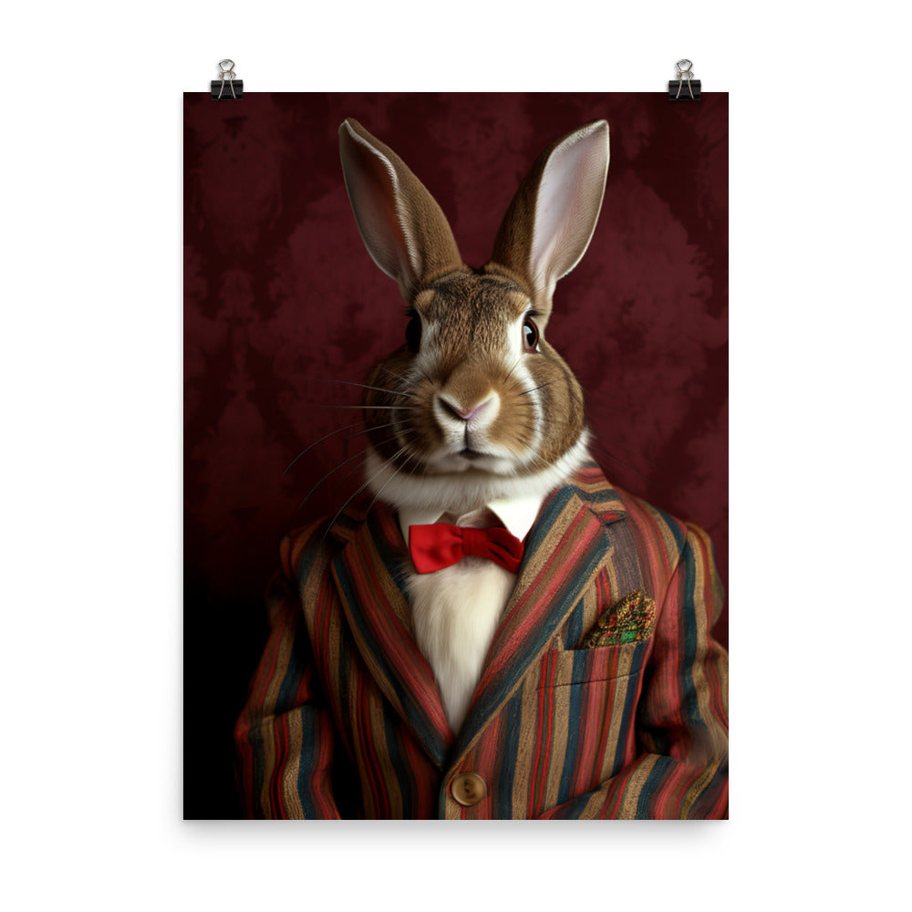 Harlequin Bunny with a Stylish Pose Photo paper poster - PosterfyAI.com