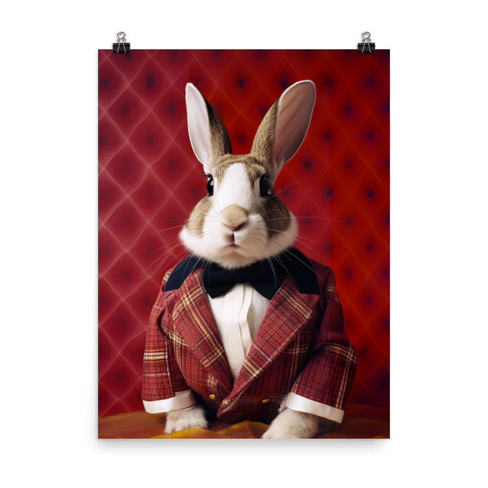 Harlequin Bunny with a Stylish Pose Photo paper poster - PosterfyAI.com