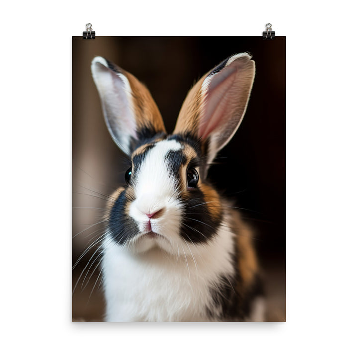 Charming Harlequin Bunny Photo paper poster - PosterfyAI.com