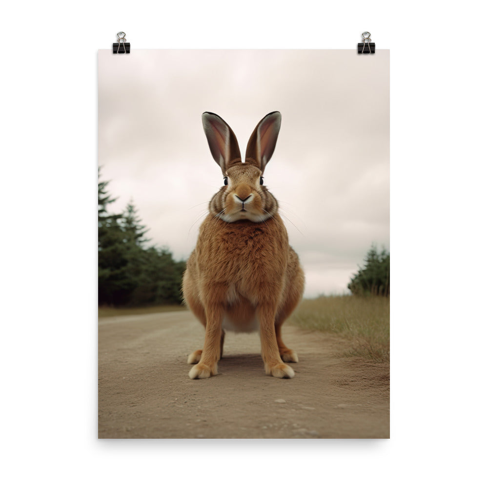 Flemish Giant Bunny with a Majestic Stance Photo paper poster - PosterfyAI.com