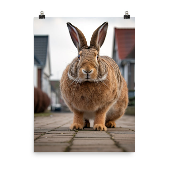 Flemish Giant Bunny with a Majestic Stance Photo paper poster - PosterfyAI.com