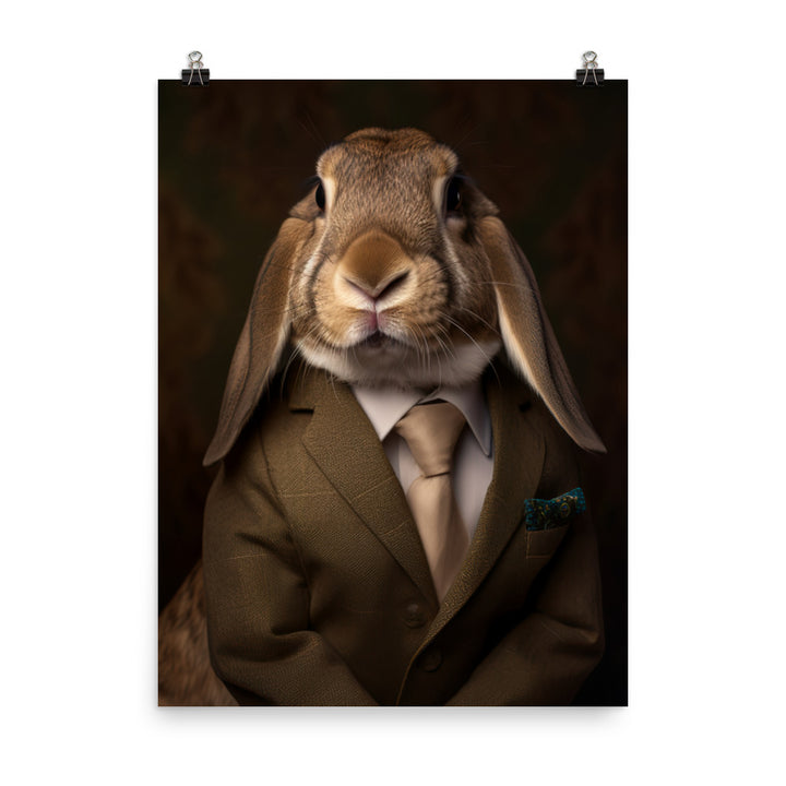 English Lop Bunny with a Stylish Pose Photo paper poster - PosterfyAI.com