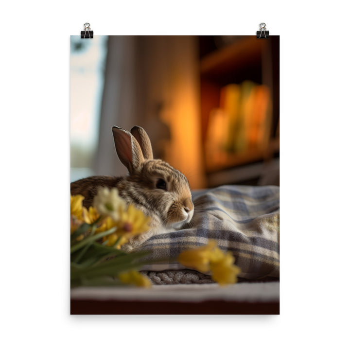 Dutch Bunny in a Cozy Setting Photo paper poster - PosterfyAI.com