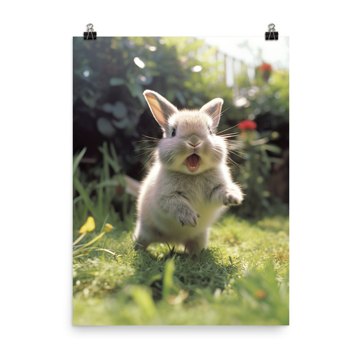 Britannia Petite Bunny Enjoying a Playful Hop Photo paper poster - PosterfyAI.com