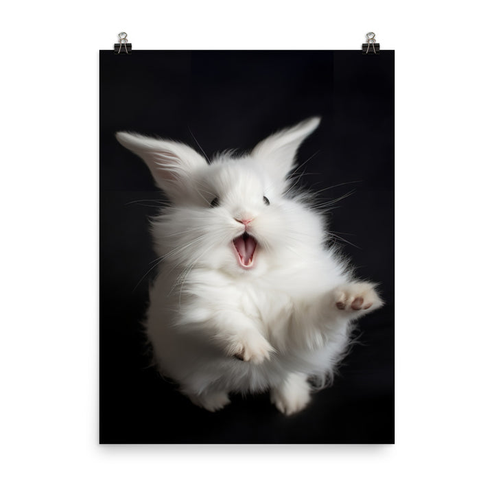 Angora Bunny with a Playful Expression Photo paper poster - PosterfyAI.com