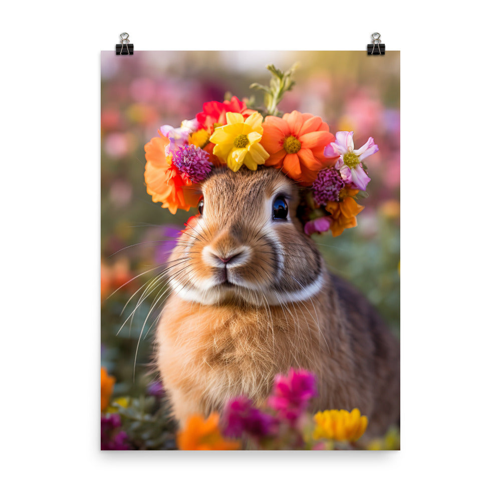 American Bunny with a Crown Photo paper poster - PosterfyAI.com