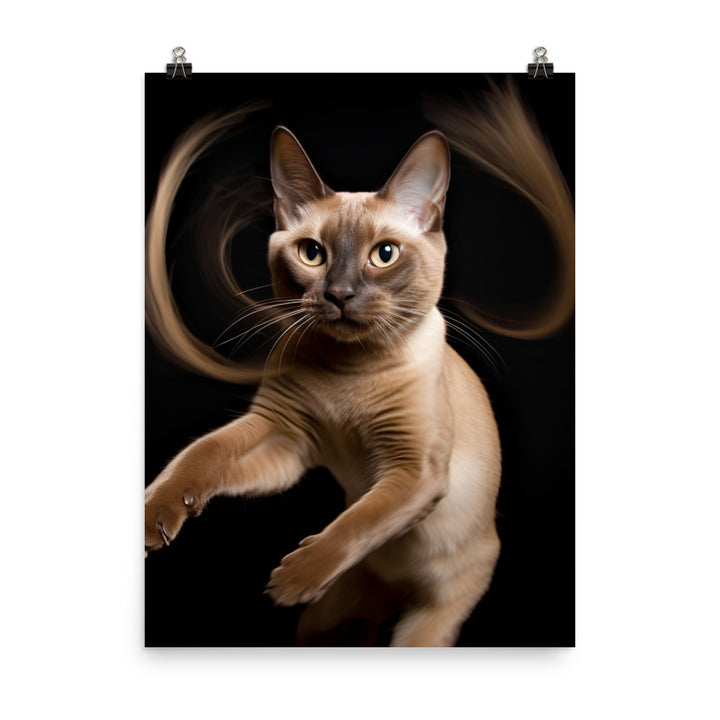 Tonkinese Cat in Action Photo paper poster - PosterfyAI.com